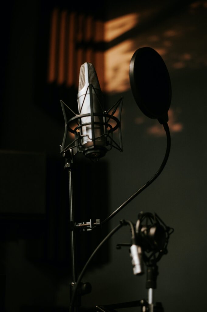 Close-up of Professional Microphone in Studio